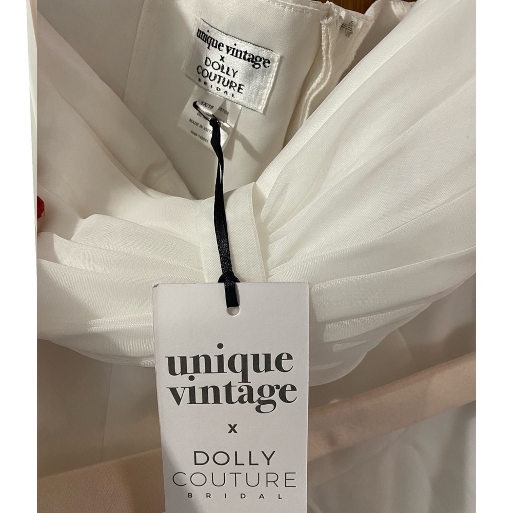 NWT Unique Vintage X Dolly Couture Strapless Tea Length Wedding / Prom Dress - Picture 14 of 16